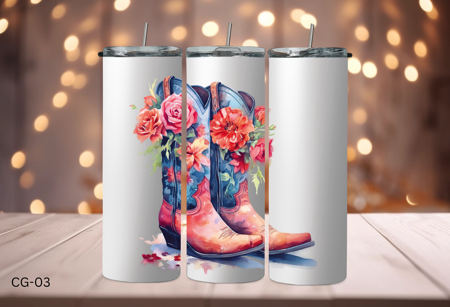 20oz (590mls) Tumbler - Cowgirl Boots - CG-03