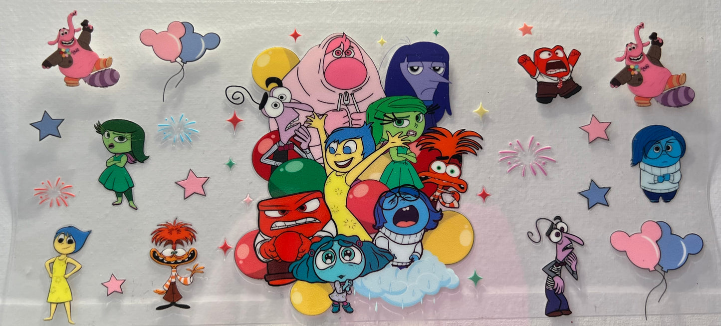 16oz UV DTF Wraps for Children's Drink Bottles or Snow Globes - Inside Out All Characters no writing