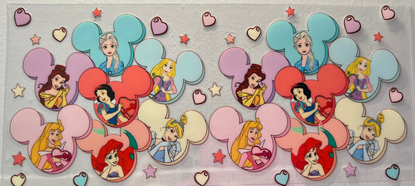 16oz UV DTF Wraps for Children's Drink Bottles or Snow Globes - All the Princesses