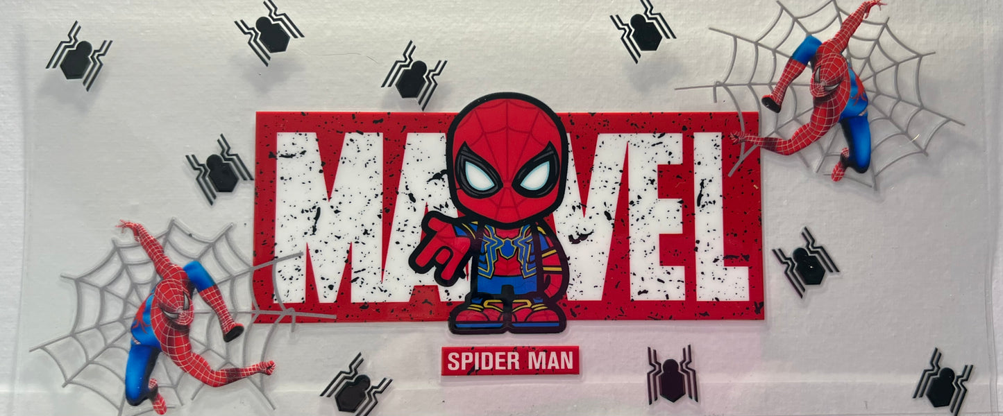 16oz UV DTF Wraps for Children's Drink Bottles or Snow Globes - Spiderman Cartoon