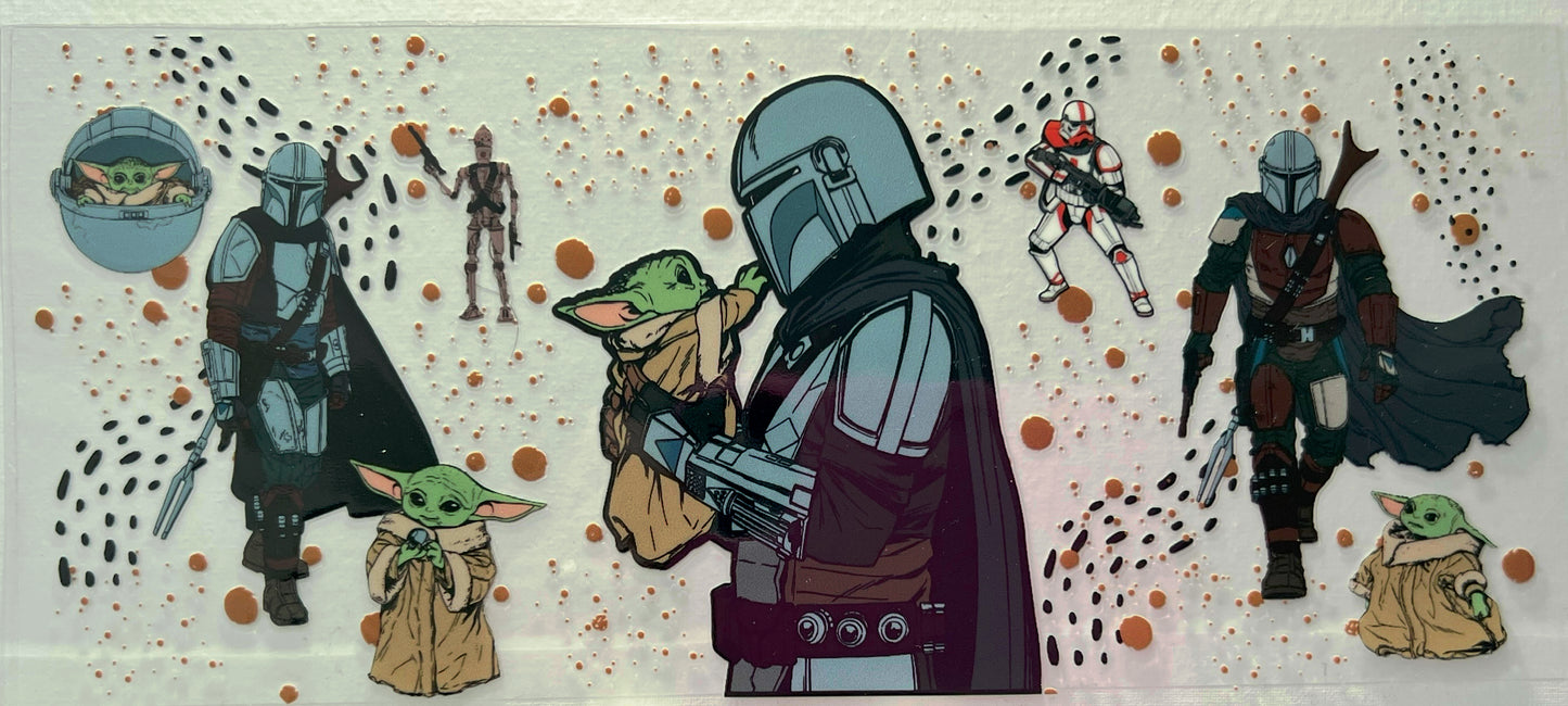 16oz UV DTF Wraps for Children's Drink Bottles or Snow Globes -Mandalorian and Grogu