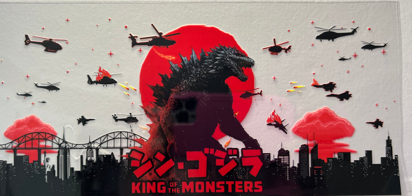 16oz UV DTF Wraps for Children's Drink Bottles or Snow Globes - Godzilla