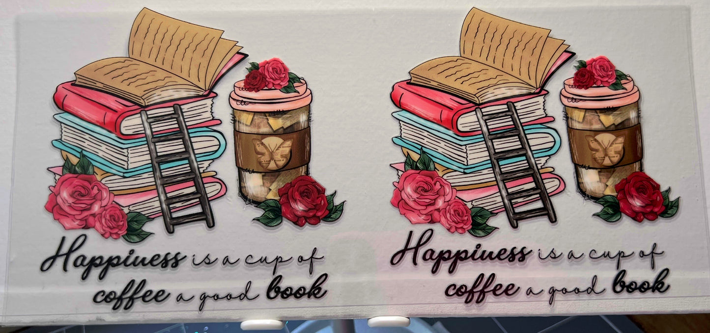 16oz UV DTF Wraps for Children's Drink Bottles or Snow Globes - Happiness is a cup of coffee and a good book