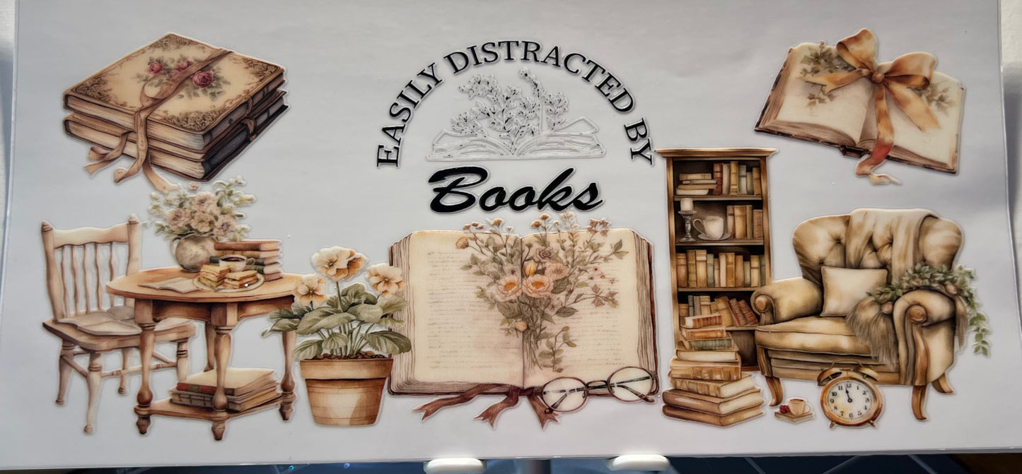 16oz UV DTF Wraps for Children's Drink Bottles or Snow Globes -easily distracted by books - furniture