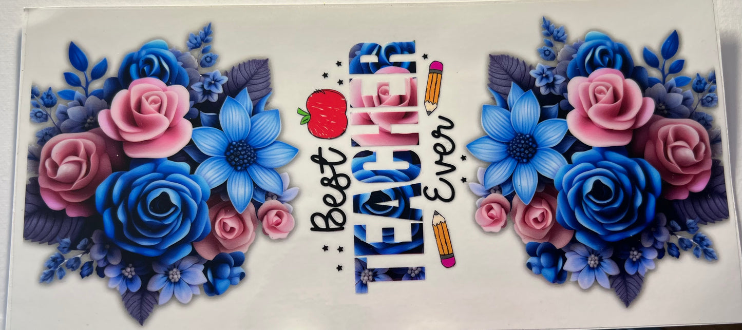 16oz UV DTF Wraps for Children's Drink Bottles or Snow Globes - Teacher