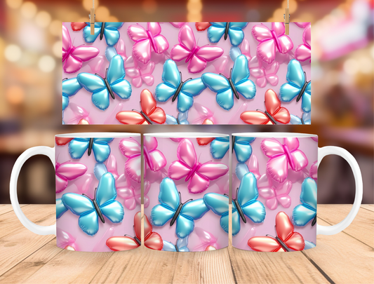 11oz Coffee MUG - Pink and Blue Butterflies