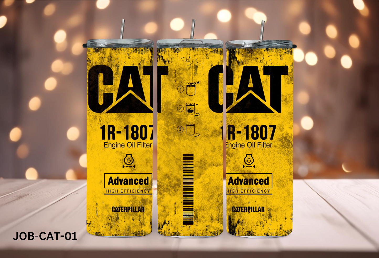 20oz (590mls) Tumbler - Yellow Caterpillar - JOB-CAT-01