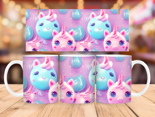 11oz Coffee MUG - Pink and Blue Unicorns