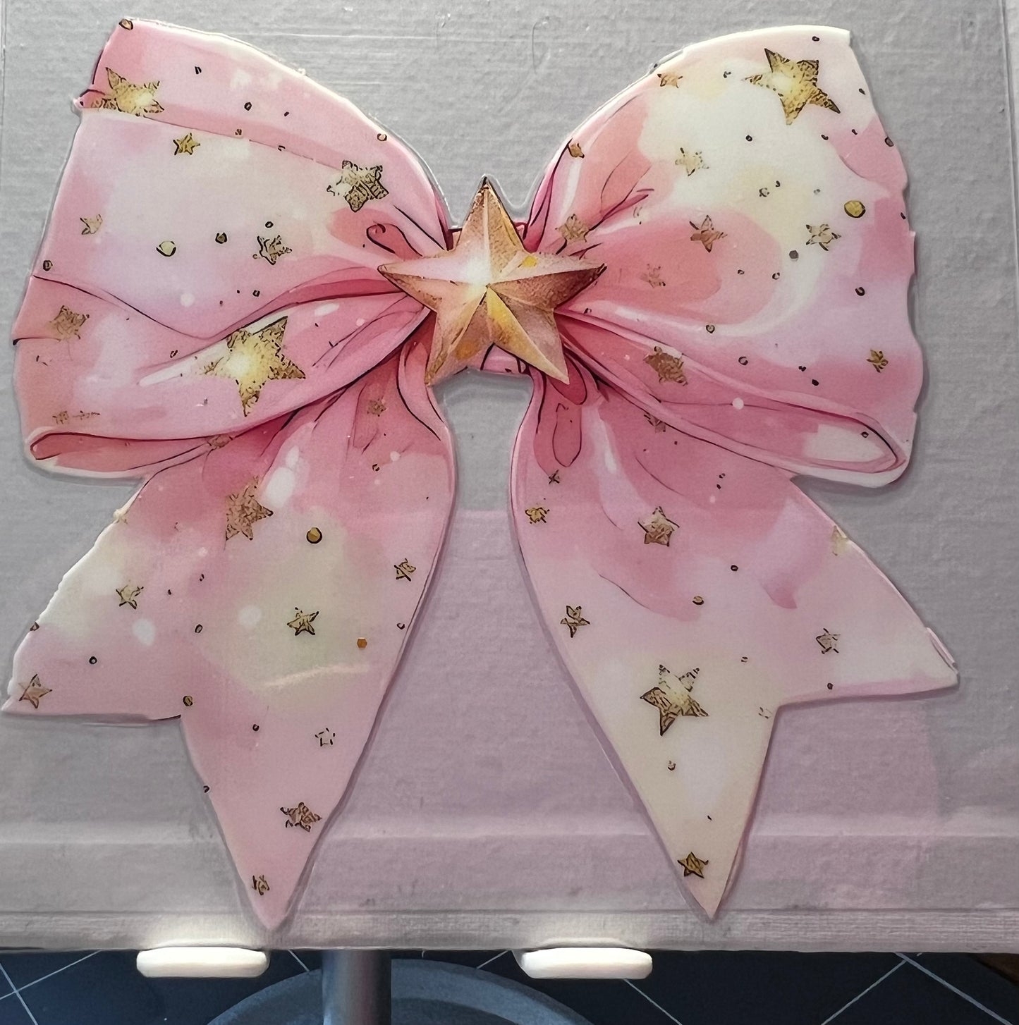 16oz UV DTF Wraps for Children's Drink Bottles or Snow Globes - Pink with Gold Stars and Gold Centre