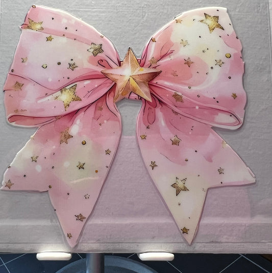 16oz UV DTF Wraps for Children's Drink Bottles or Snow Globes - Pink with Gold Stars and Gold Centre