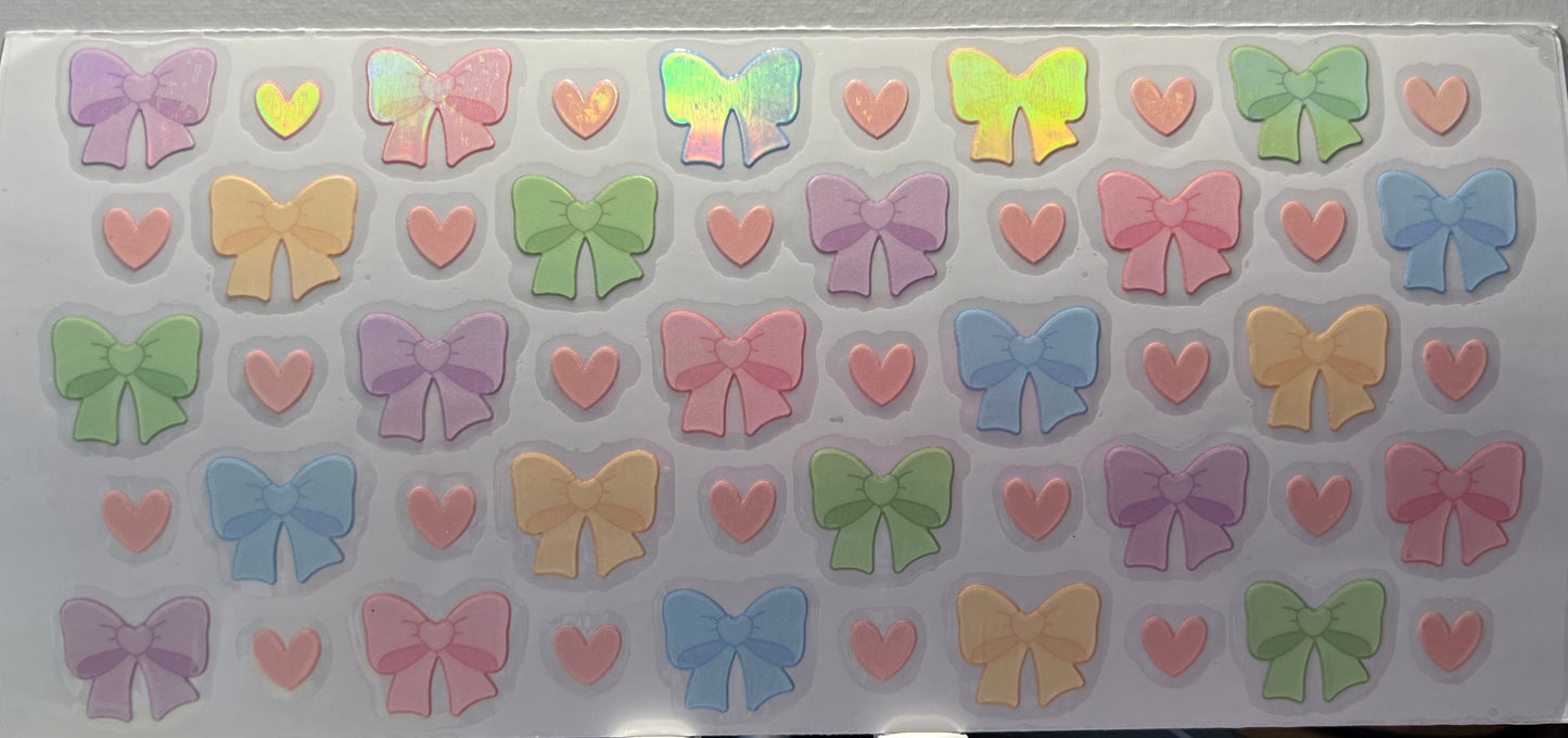 16oz UV DTF Wraps for Children's Drink Bottles or Snow Globes - Pastel Colours Mini Bows