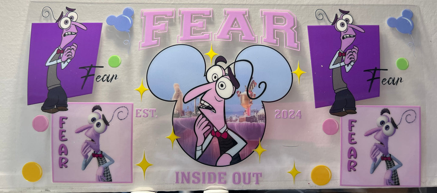 16oz UV DTF Wraps for Children's Drink Bottles or Snow Globes - Inside Out - Fear