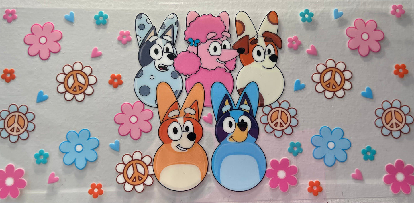 16oz UV DTF Wraps for Children's Drink Bottles or Snow Globes - Bluey Characters