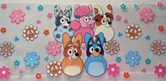 16oz UV DTF Wraps for Children's Drink Bottles or Snow Globes - Bluey Characters