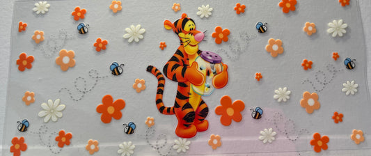 16oz UV DTF Wraps for Children's Drink Bottles or Snow Globes - Tigger with bees and flowers