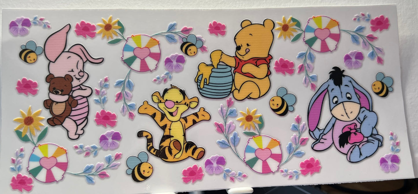 16oz UV DTF Wraps for Children's Drink Bottles or Snow Globes - Baby Winnie The Phoo characters