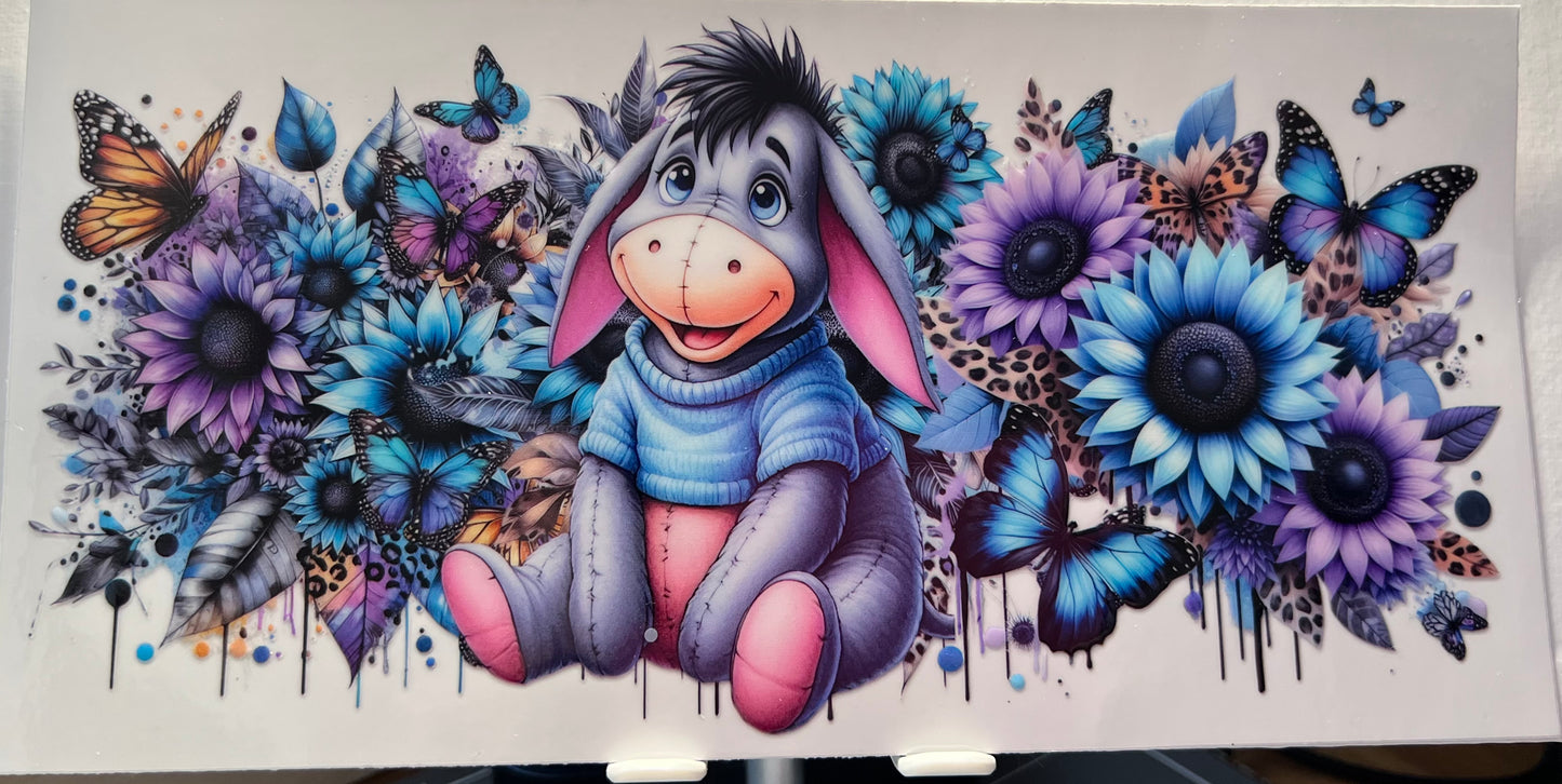 16oz UV DTF Wraps for Children's Drink Bottles or Snow Globes - Eyore and flowers