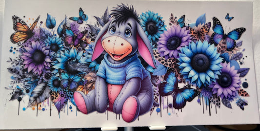 16oz UV DTF Wraps for Children's Drink Bottles or Snow Globes - Eyore and flowers