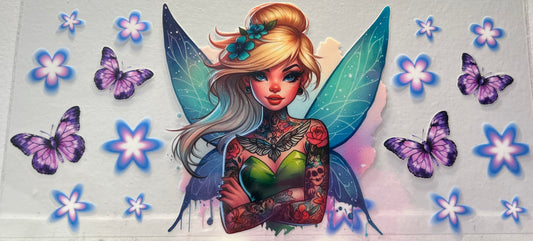 16oz UV DTF Wraps for Children's Drink Bottles or Snow Globes - Tinkerbell and Butterflies