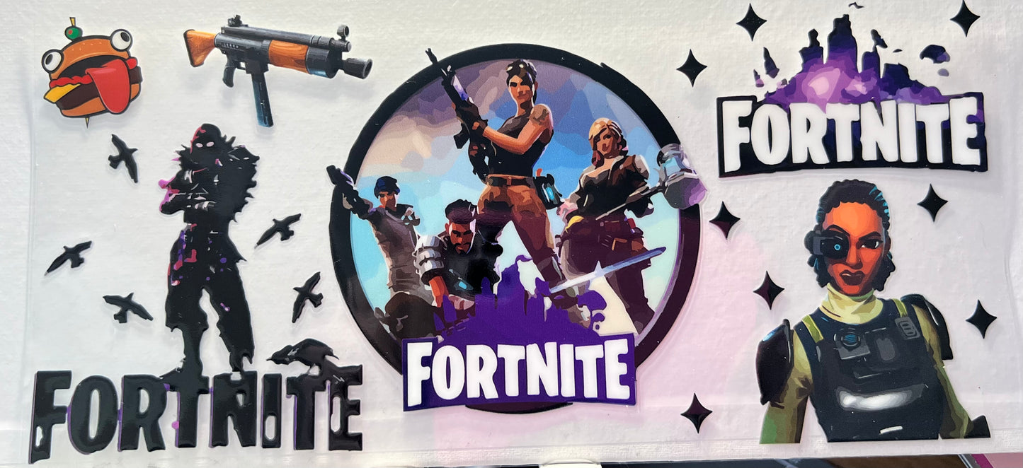 16oz UV DTF Wraps for Children's Drink Bottles or Snow Globes - Fornite