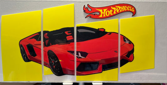 16oz UV DTF Wraps for Children's Drink Bottles or Snow Globes - Hot Wheels car red