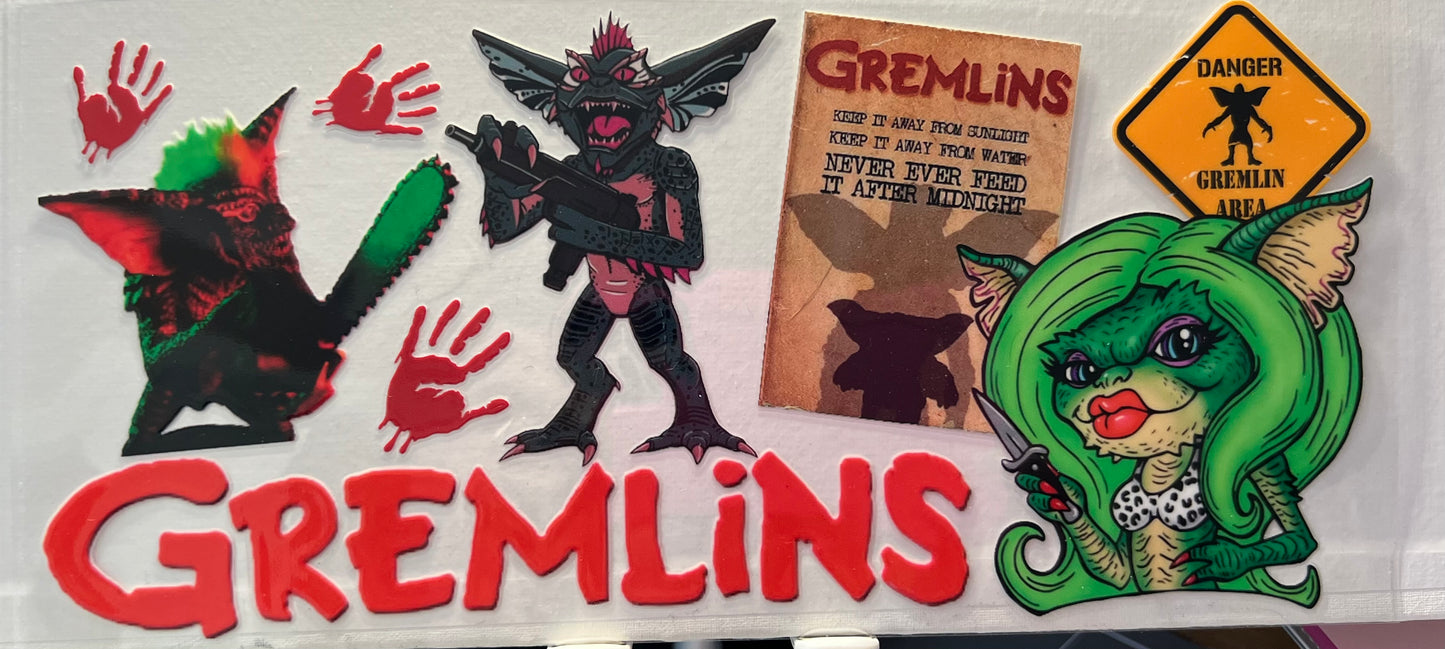 16oz UV DTF Wraps for Children's Drink Bottles or Snow Globes -Gremlins