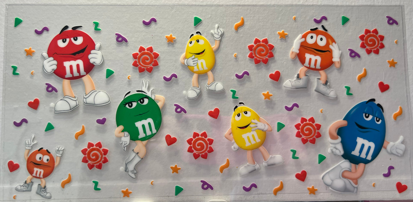 16oz UV DTF Wraps for Children's Drink Bottles or Snow Globes - M & M's