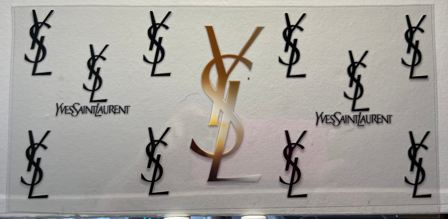 16oz UV DTF Wraps for Children's Drink Bottles or Snow Globes - YSL Gold and Black