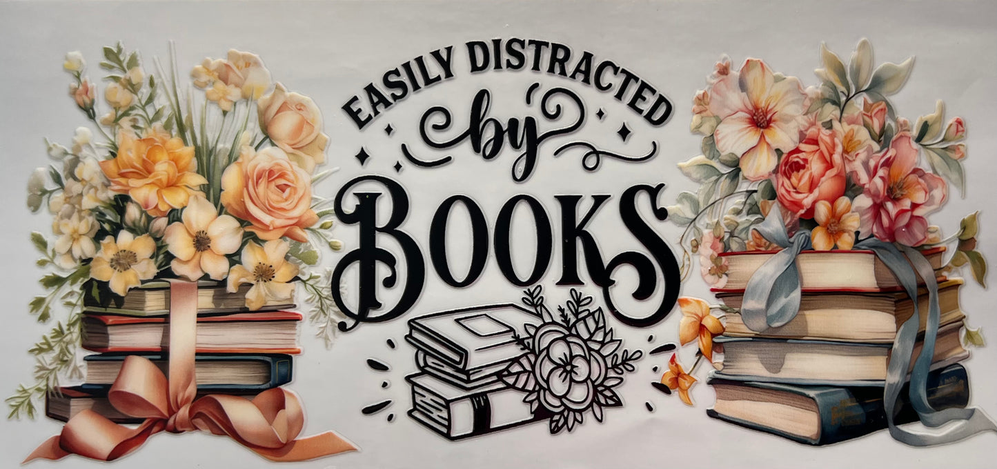 16oz UV DTF Wraps for Children's Drink Bottles or Snow Globes -Easily Distracted by Books