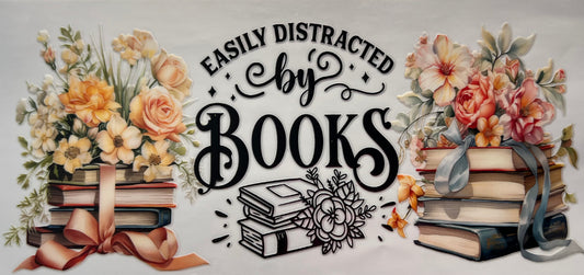 16oz UV DTF Wraps for Children's Drink Bottles or Snow Globes -Easily Distracted by Books