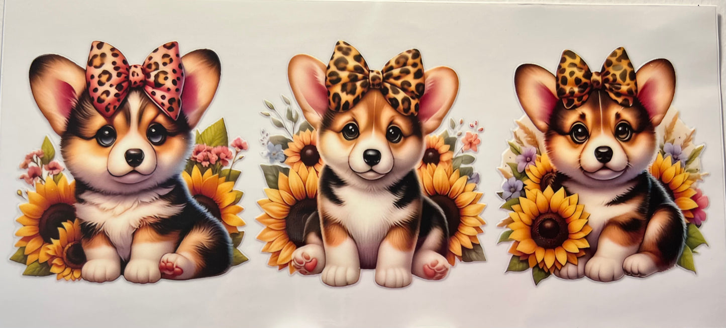 16oz UV DTF Wraps for Children's Drink Bottles or Snow Globes - Corge sunflowers and bows