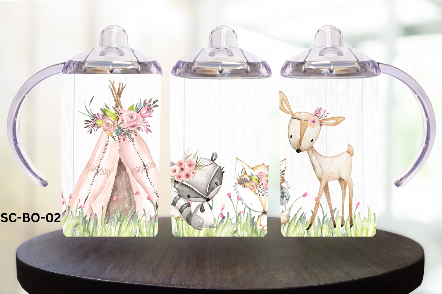 12oz (354mls) Sippy Cups - Cute Animals -SC-BO-02