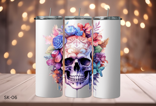 20oz (590mls) Tumbler - Skulls and Flowers - SK-06