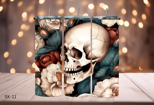 20oz (590mls) Tumbler - Skulls and Flowers - SK-11