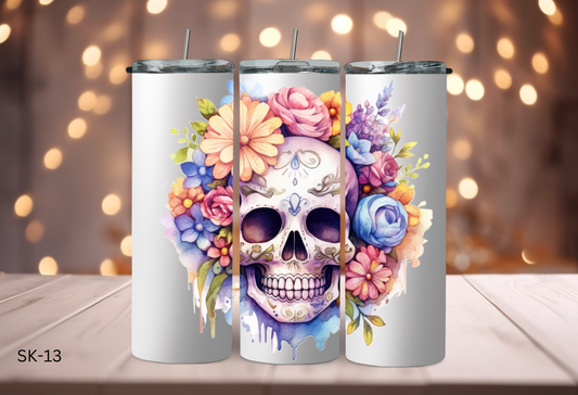 20oz (590mls) Tumbler - Skulls and Flowers - SK-13