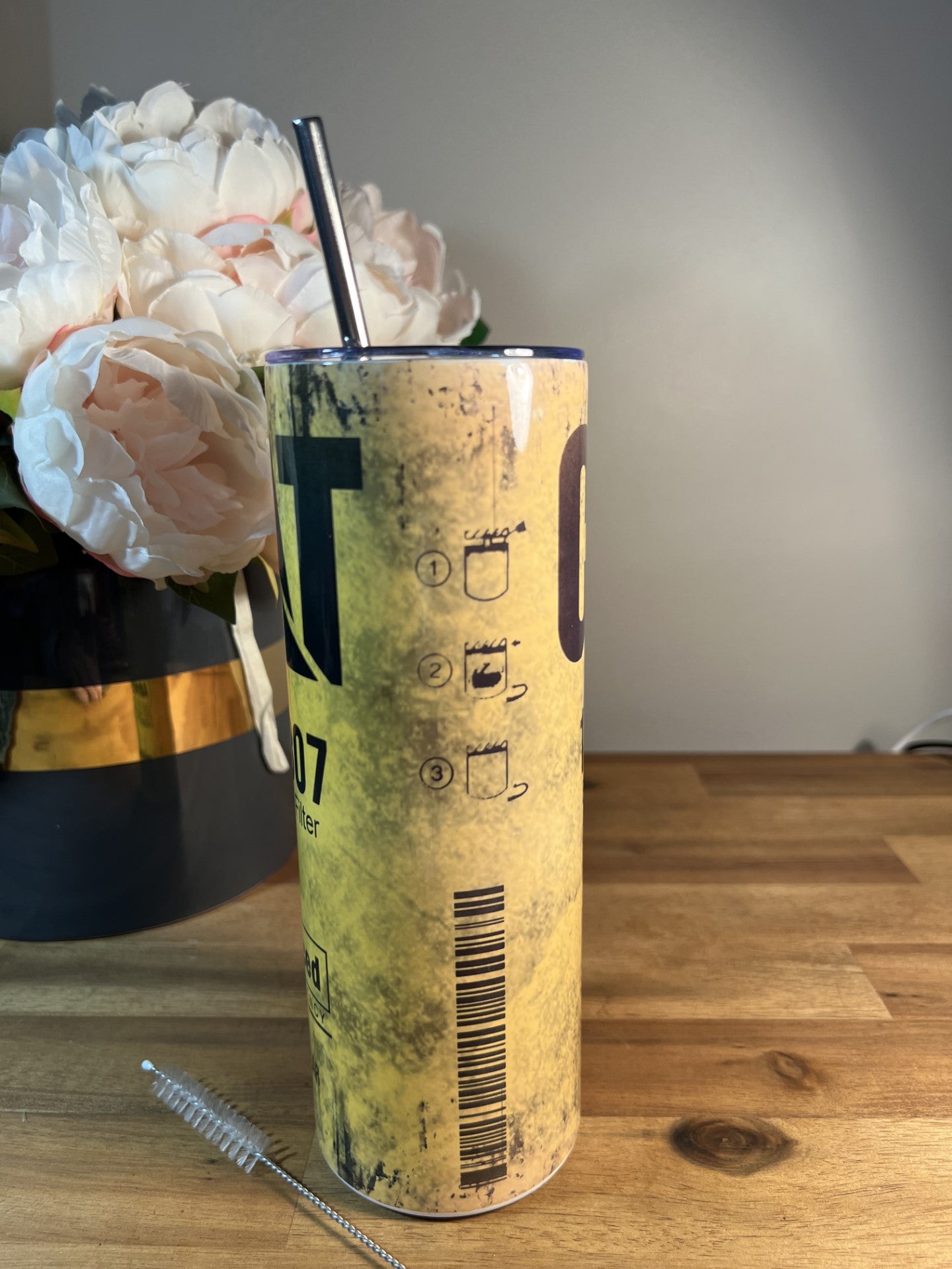 20oz (590mls) Tumbler - Yellow Caterpillar - JOB-CAT-01