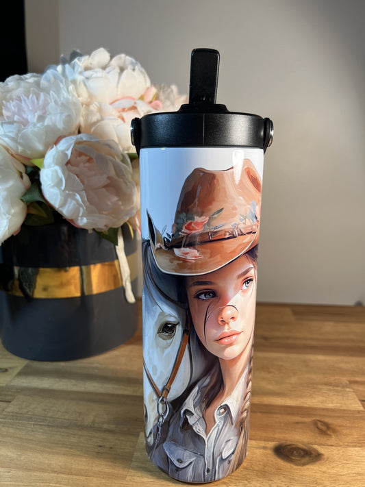 20oz Screw Top Tumbler - Cowgirl and horse - CG-14